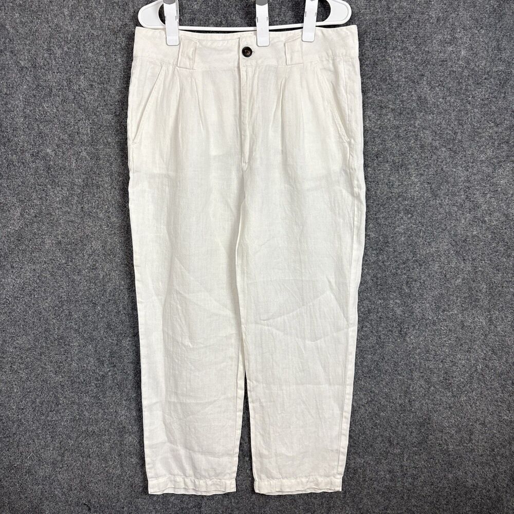 Sundance Pants Womens Size 14 White Linen Coastal Preppy Casual Beach